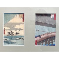 Dyptyk japońskich grafik pejzażowych ukiyo-e – Utagawa Hiroshige - art print w autorskiej oprawie